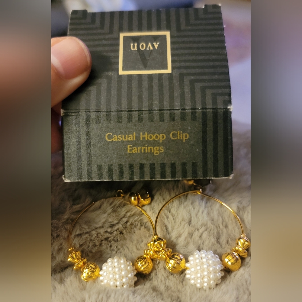 Avon Gold Hoop Clip Earrings